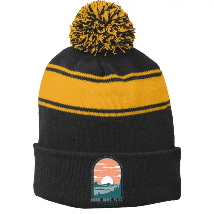 Oak Stone Feast Of Tabernacles Awake Arise Shine Window Stripe Pom Pom Beanie