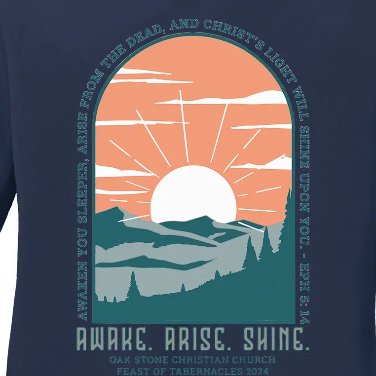 Oak Stone Feast Of Tabernacles Awake Arise Shine Window Ladies Long Sleeve Shirt