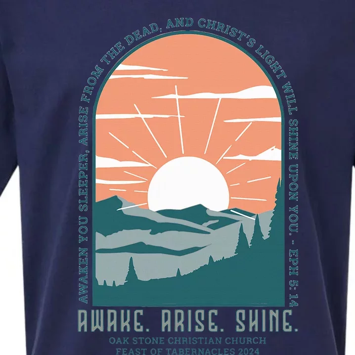 Oak Stone Feast Of Tabernacles Awake Arise Shine Window Sueded Cloud Jersey T-Shirt