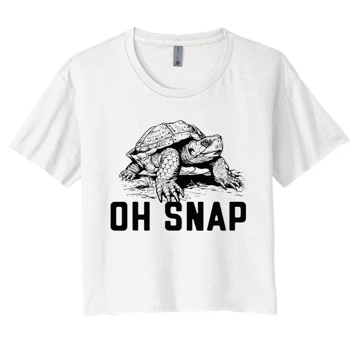 Oh Snap! Funny Snapping Turtle Ironic Animal Women's Crop Top Tee