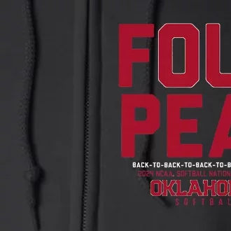 Oklahoma Softball Fourpeat Champs Full Zip Hoodie