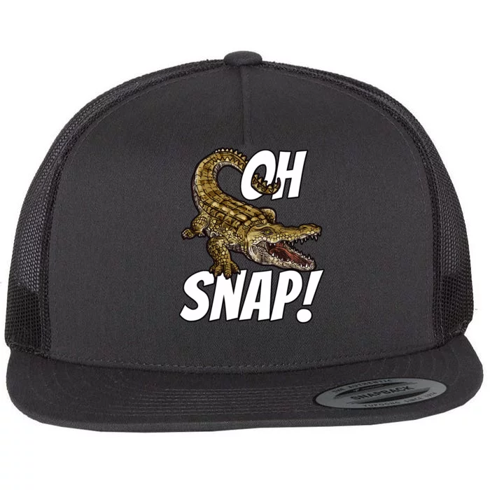 Oh Snap Funny Alligator Gator Crocodile Graphic Adults Flat Bill Trucker Hat