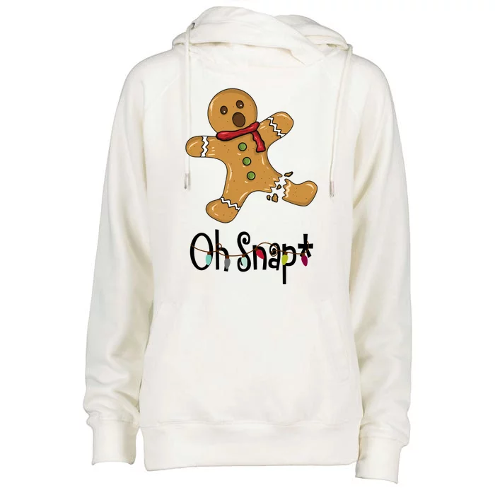 Oh Snap Funny Gingerbread Cookie Womens Funnel Neck Pullover Hood