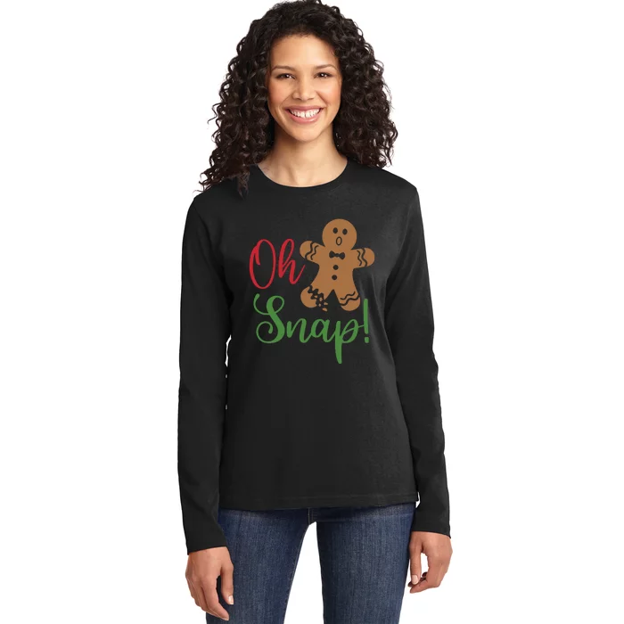 Oh Snap Funny Gingerbread Christmas Ladies Long Sleeve Shirt