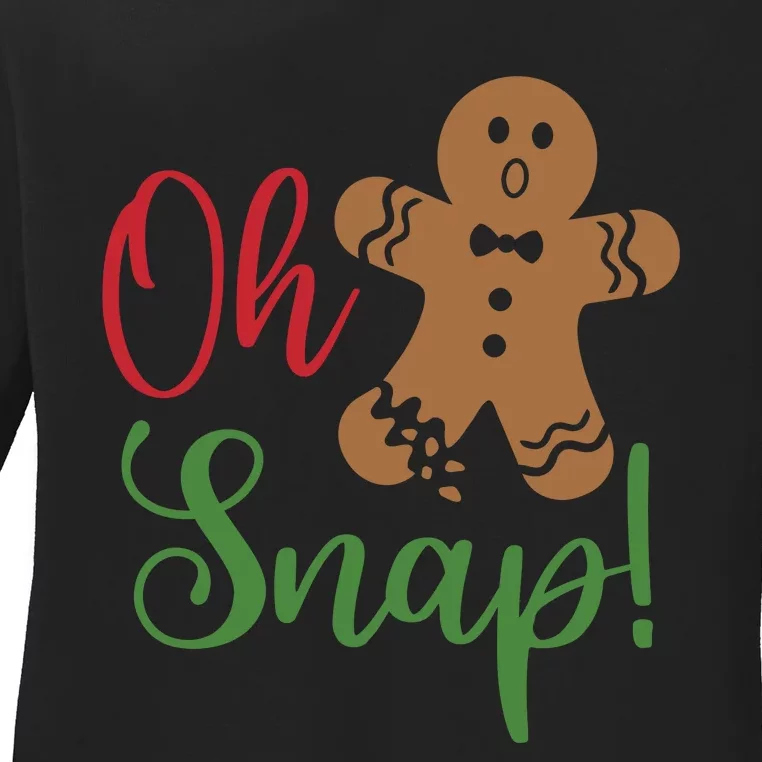 Oh Snap Funny Gingerbread Christmas Ladies Long Sleeve Shirt