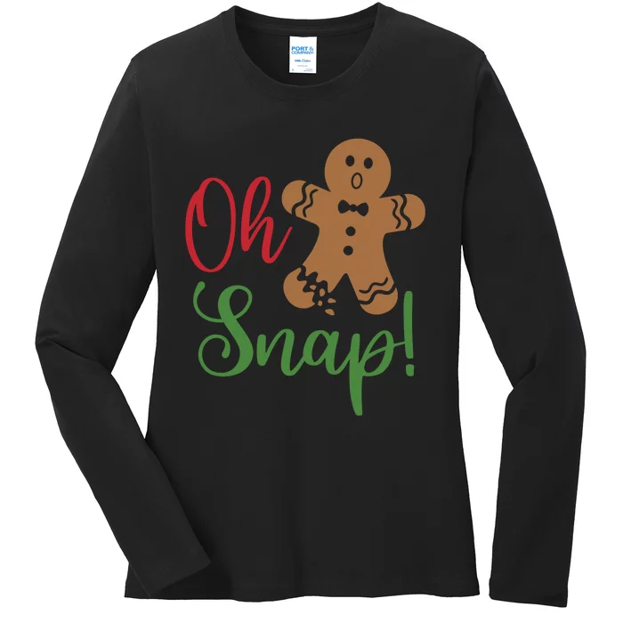 Oh Snap Funny Gingerbread Christmas Ladies Long Sleeve Shirt