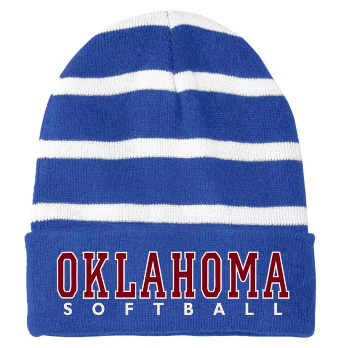 Oklahoma Softball Gift Striped Beanie with Solid Band