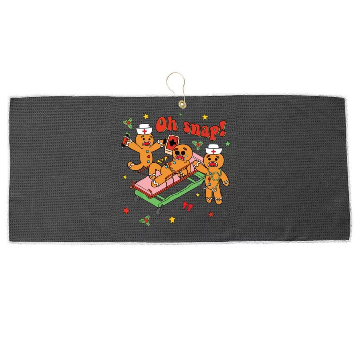 Oh Snap Gingerbread Nurse Funny Nursing Christmas Holiday Large Microfiber Waffle Golf Towel