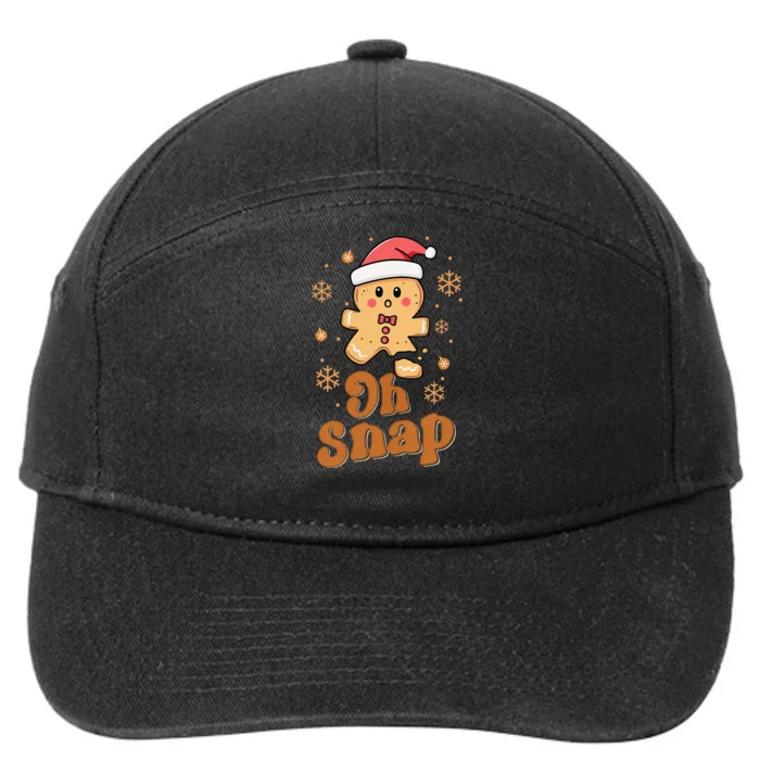 Oh Snap Gingerbread Man Cute Christmas Cookie Baking Team 7-Panel Snapback Hat