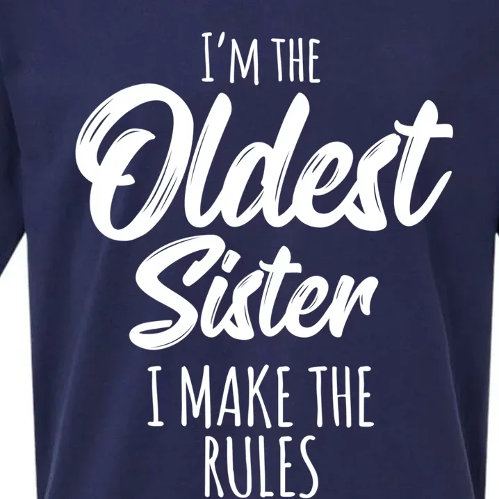 Oldest Sister Gift I Make The Rules Funny Matching Sibling Funny Gift Sueded Cloud Jersey T-Shirt