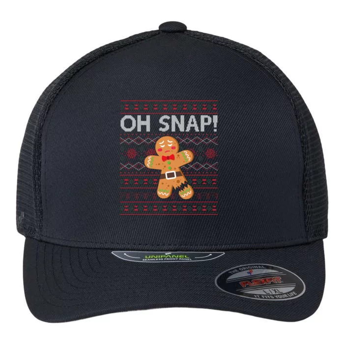 Oh Snap Gingerbread Ugly Christmas Funny Flexfit Unipanel Trucker Cap