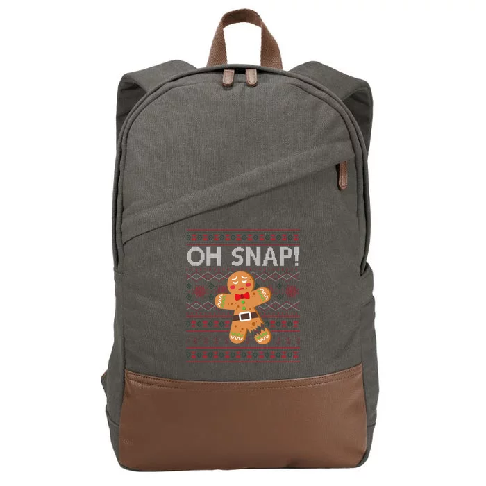 Oh Snap Gingerbread Ugly Christmas Funny Cotton Canvas Backpack