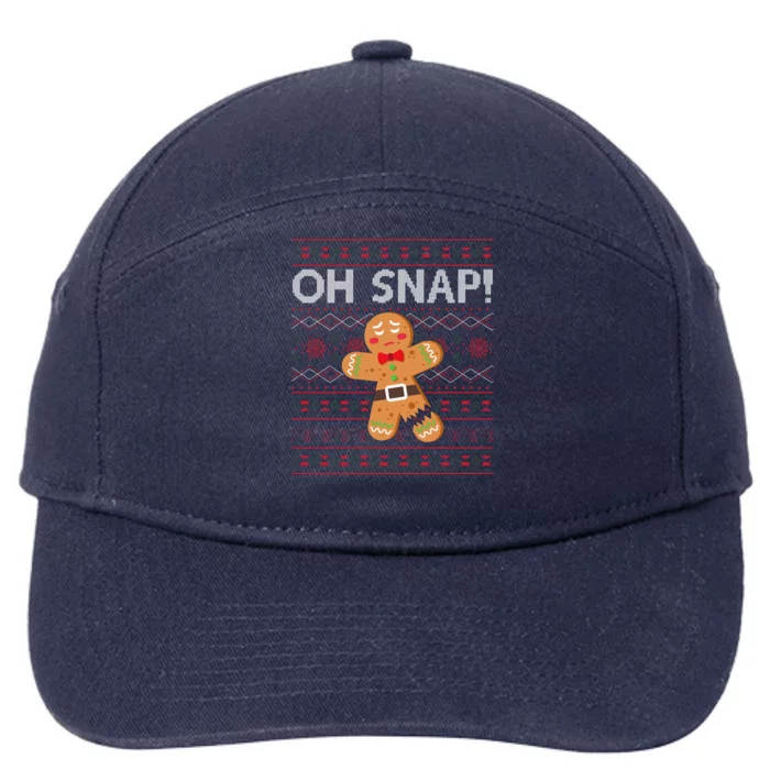 Oh Snap Gingerbread Ugly Christmas Funny 7-Panel Snapback Hat