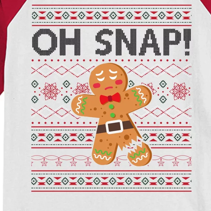 Oh Snap Gingerbread Ugly Christmas Funny Kids Colorblock Raglan Jersey