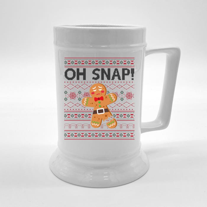 Oh Snap Gingerbread Ugly Christmas Funny Front & Back Beer Stein