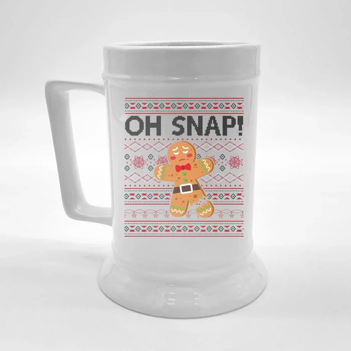 Oh Snap Gingerbread Ugly Christmas Funny Front & Back Beer Stein