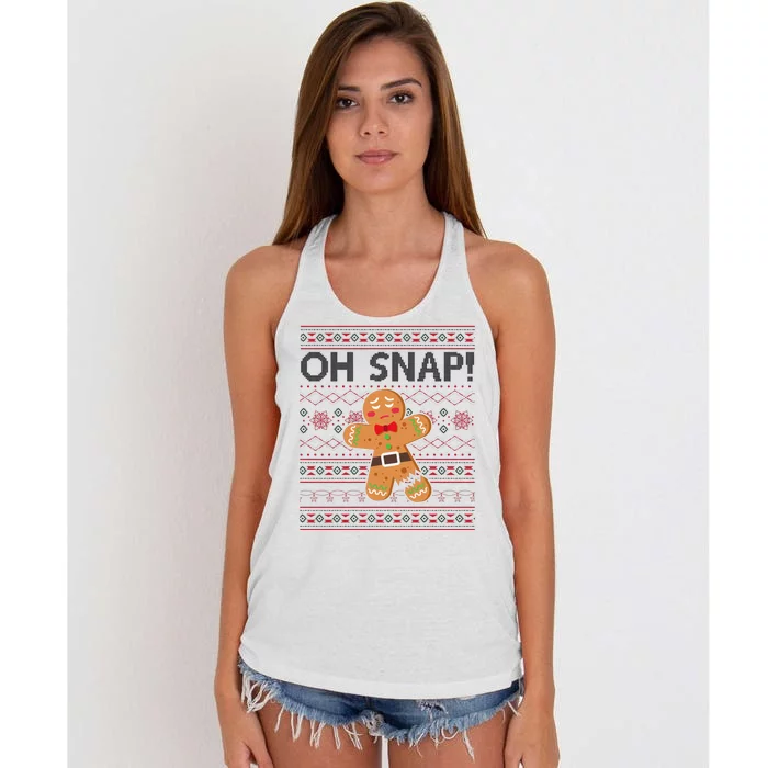 Oh Snap Gingerbread Ugly Christmas Funny Women's Knotted Racerback Tank