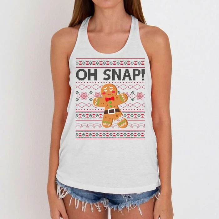 Oh Snap Gingerbread Ugly Christmas Funny Women's Knotted Racerback Tank