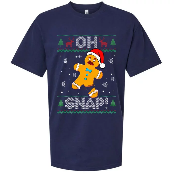 Oh Snap Gingerbread Man Christmas Funny Cookie Baking Xmas Sueded Cloud Jersey T-Shirt