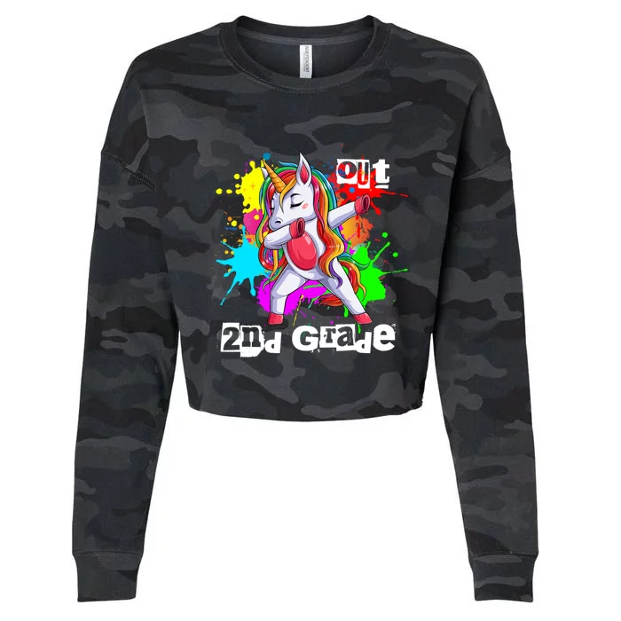 Out Second Grade 2Nd Grade Graduation Magical Unicorn Dabbin Cute Gift Cropped Pullover Crew