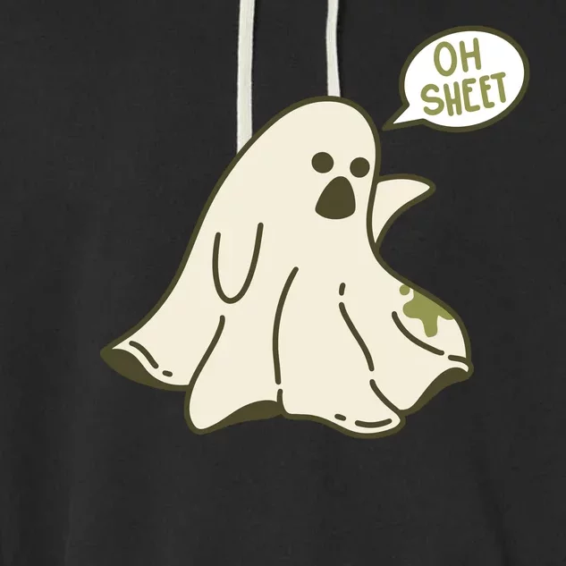 Oh Sheet Ghost Funny Garment-Dyed Fleece Hoodie