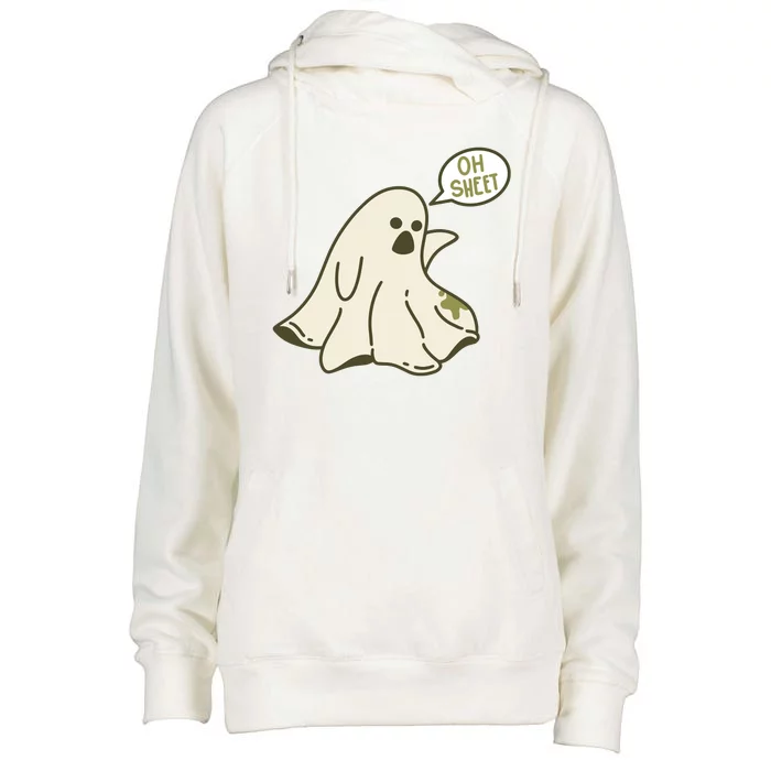 Oh Sheet Ghost Funny Womens Funnel Neck Pullover Hood