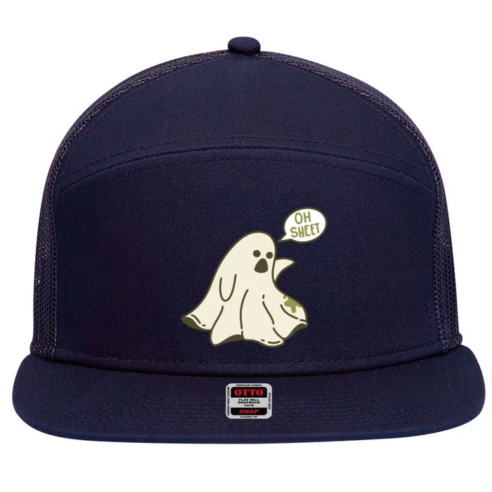 Oh Sheet Ghost Funny 7 Panel Mesh Trucker Snapback Hat