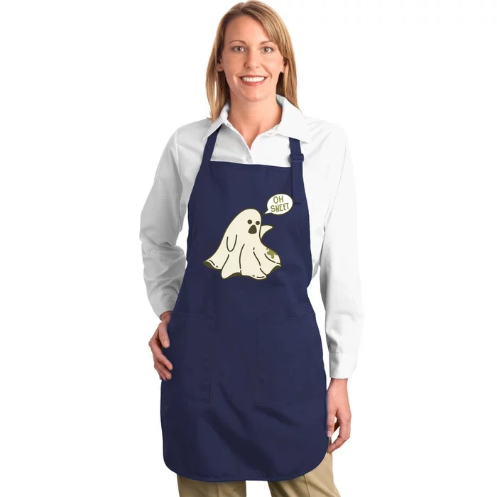 Oh Sheet Ghost Funny Full-Length Apron With Pocket