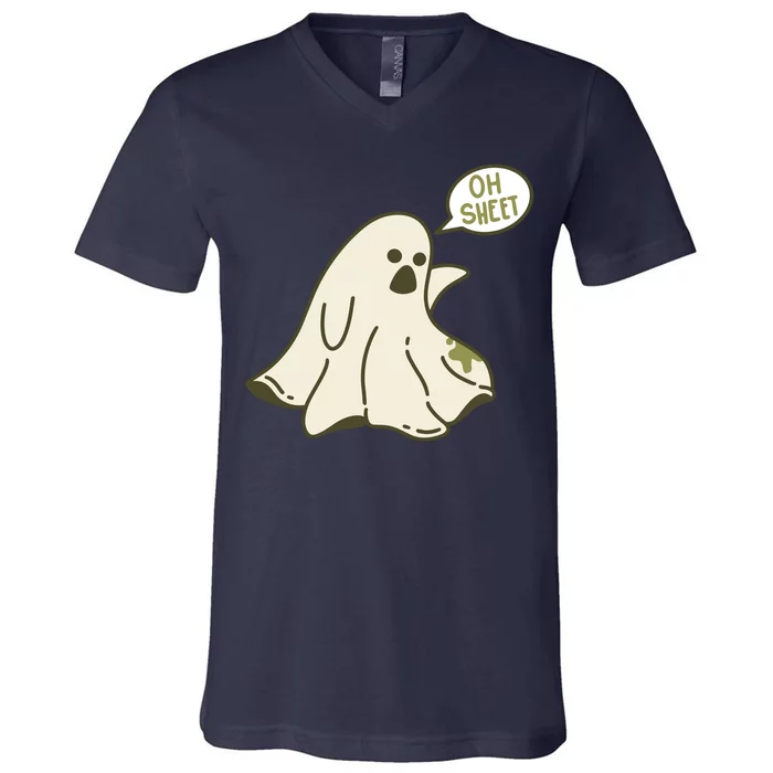 Oh Sheet Ghost Funny V-Neck T-Shirt