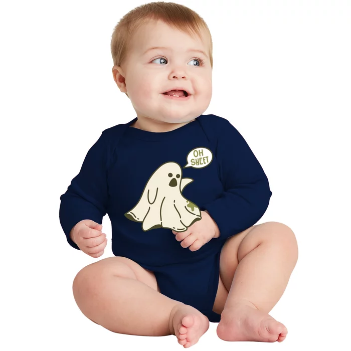 Oh Sheet Ghost Funny Baby Long Sleeve Bodysuit