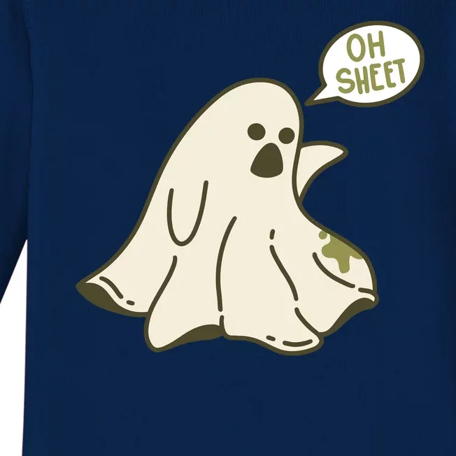 Oh Sheet Ghost Funny Baby Long Sleeve Bodysuit