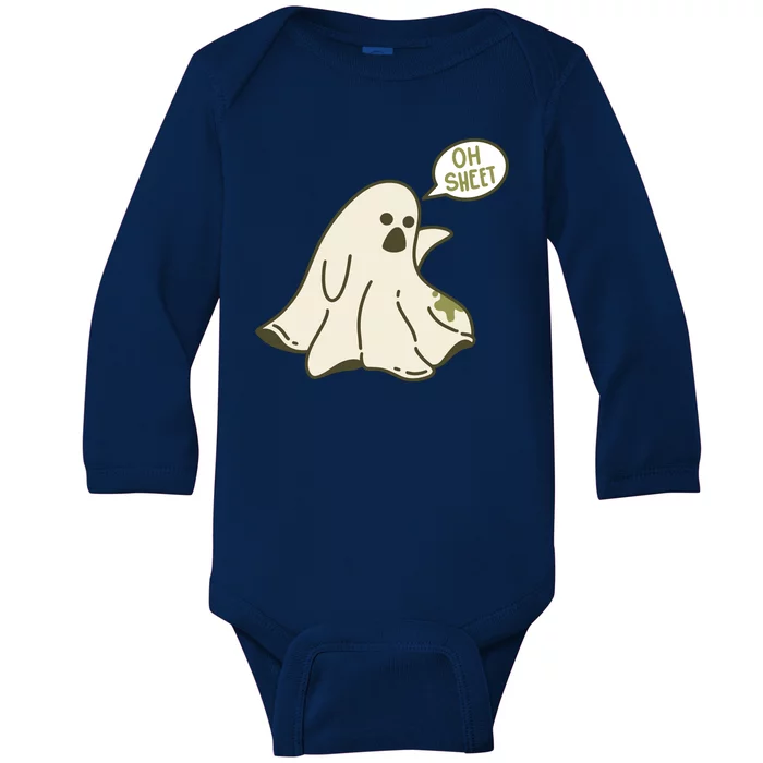 Oh Sheet Ghost Funny Baby Long Sleeve Bodysuit