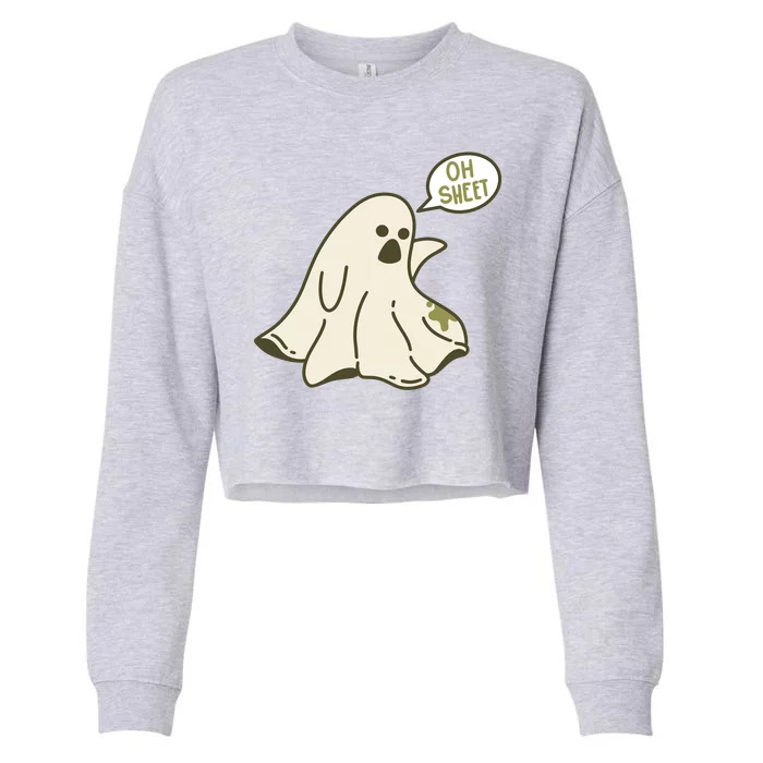 Oh Sheet Ghost Funny Cropped Pullover Crew