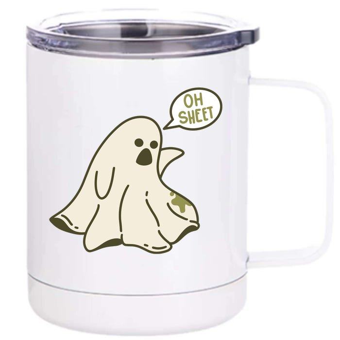 Oh Sheet Ghost Funny Front & Back 12oz Stainless Steel Tumbler Cup