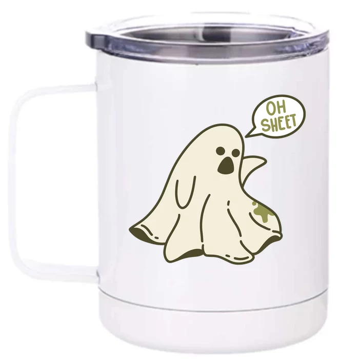 Oh Sheet Ghost Funny Front & Back 12oz Stainless Steel Tumbler Cup