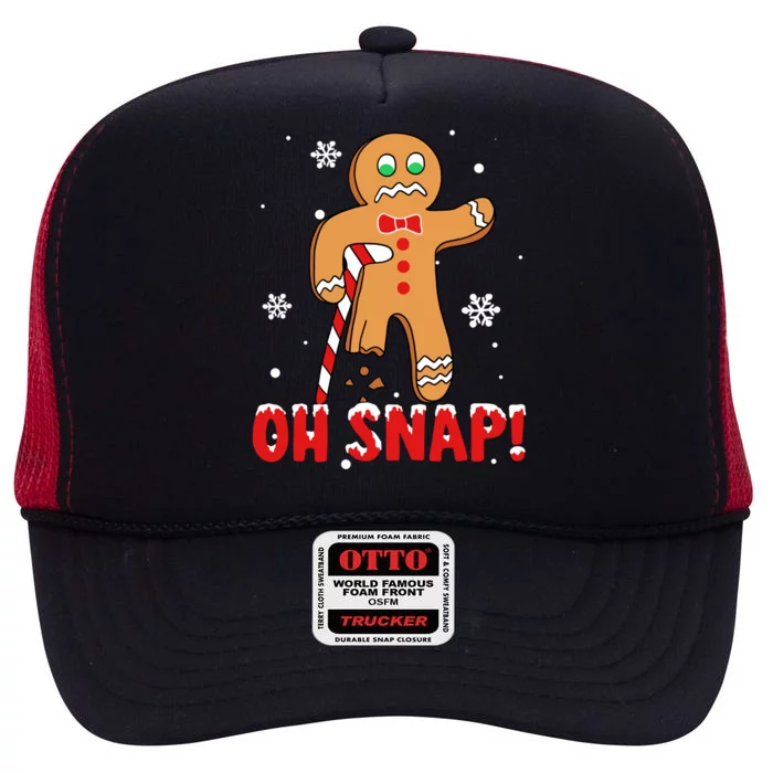 Oh Snap Gingerbread Christmas Xmas Happy Holiday Gift High Crown Mesh Trucker Hat