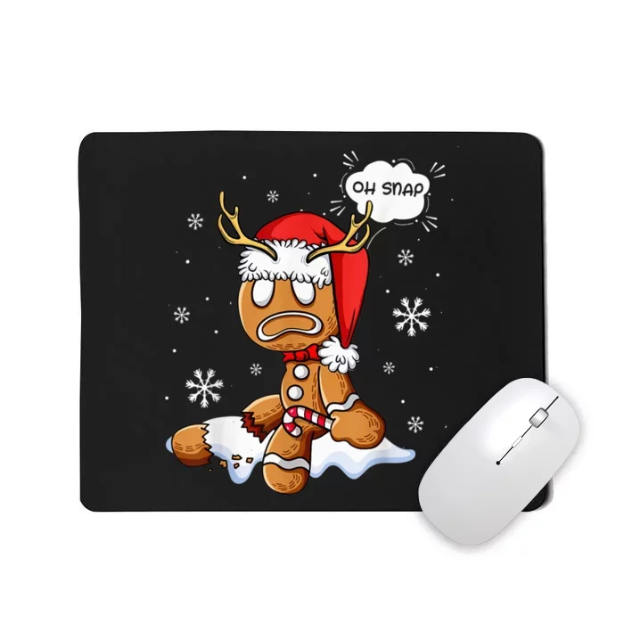 Oh Snap Gingerbread Man Santa Hat Ugly Christmas Baking Team Mousepad