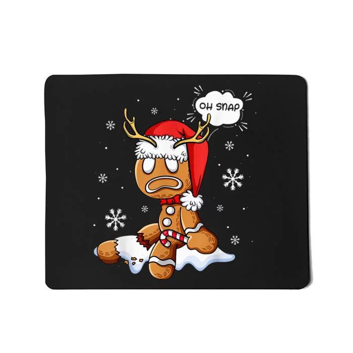 Oh Snap Gingerbread Man Santa Hat Ugly Christmas Baking Team Mousepad