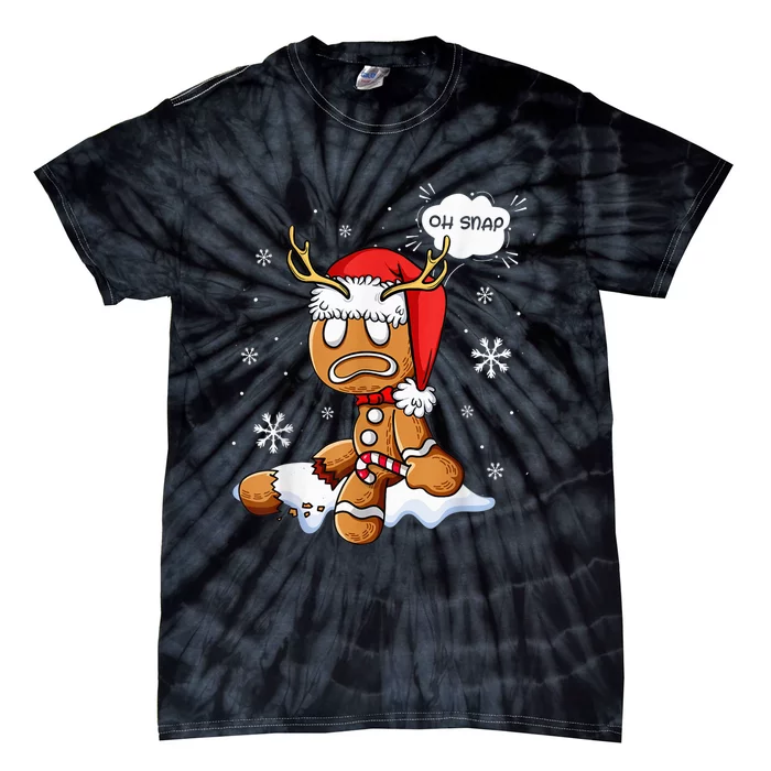 Oh Snap Gingerbread Man Santa Hat Ugly Christmas Baking Team Tie-Dye T-Shirt