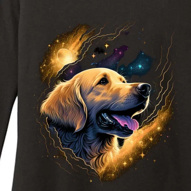 Outer Space Goldie On Galaxy Astronaut Golden Retriever Gift Womens CVC Long Sleeve Shirt