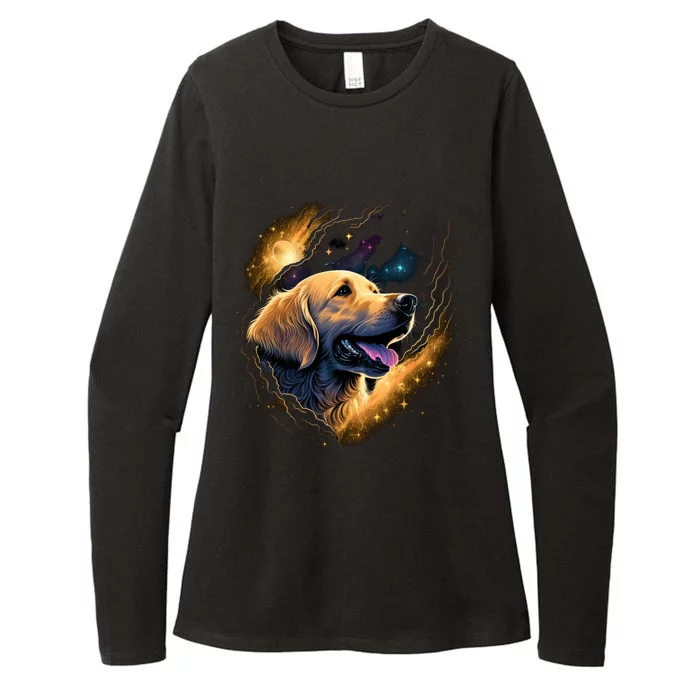 Outer Space Goldie On Galaxy Astronaut Golden Retriever Gift Womens CVC Long Sleeve Shirt