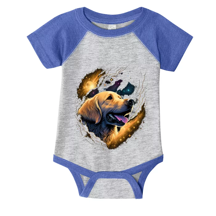 Outer Space Goldie On Galaxy Astronaut Golden Retriever Gift Infant Baby Jersey Bodysuit