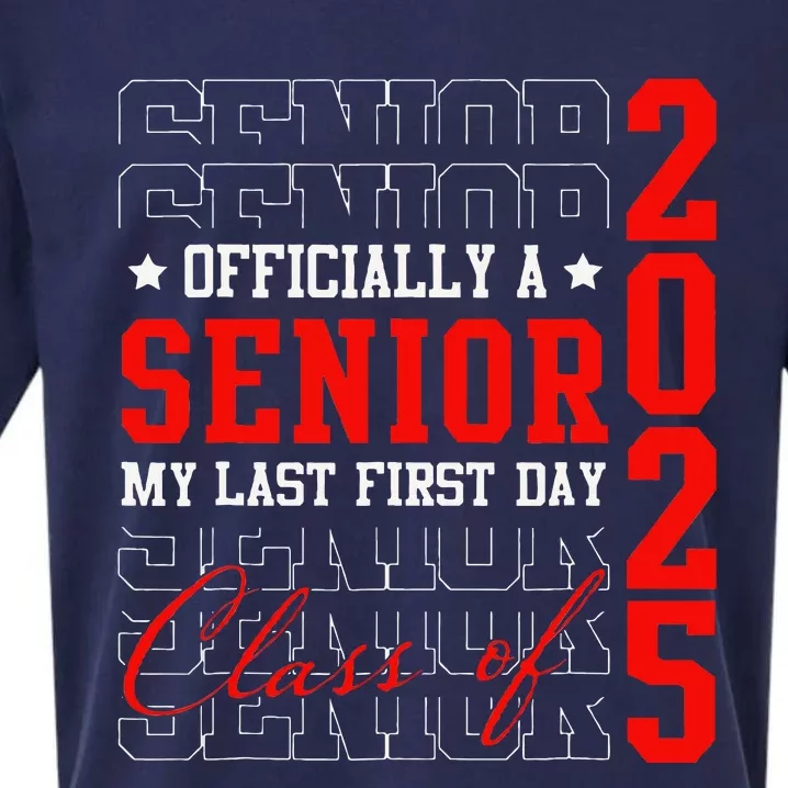 Officially Senior Graduation My Last First Day Class Of 2025 Sueded Cloud Jersey T-Shirt