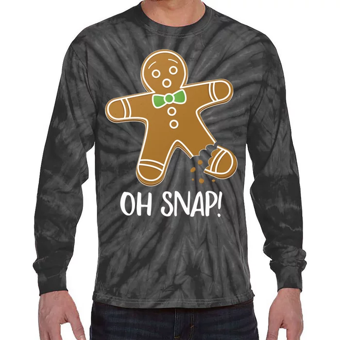 Oh Snap Gingerbread Man Cookie Broken Leg Funny Tie-Dye Long Sleeve Shirt