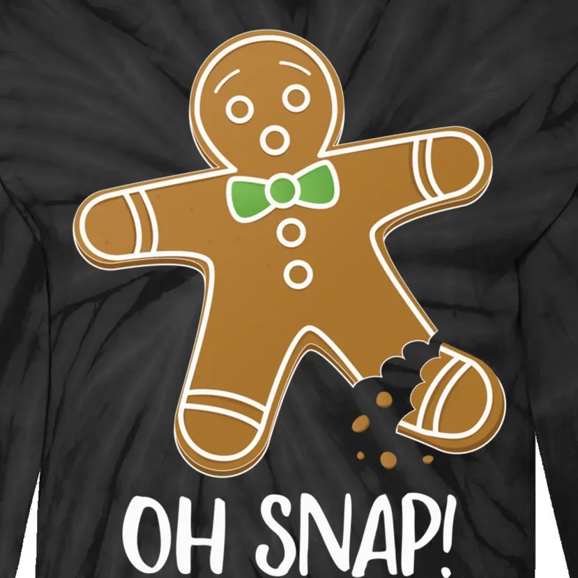 Oh Snap Gingerbread Man Cookie Broken Leg Funny Tie-Dye Long Sleeve Shirt