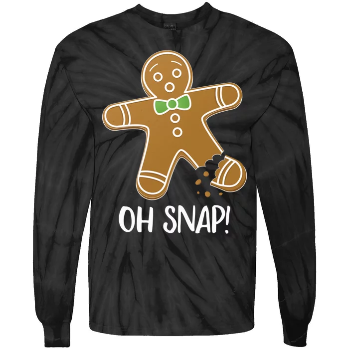 Oh Snap Gingerbread Man Cookie Broken Leg Funny Tie-Dye Long Sleeve Shirt