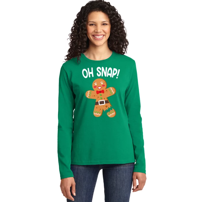 Oh Snap Gingerbread Funny Christmas Ladies Long Sleeve Shirt