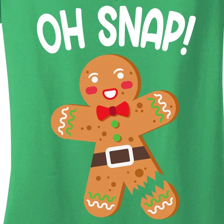 Oh Snap Gingerbread Funny Christmas Women's V-Neck T-Shirt