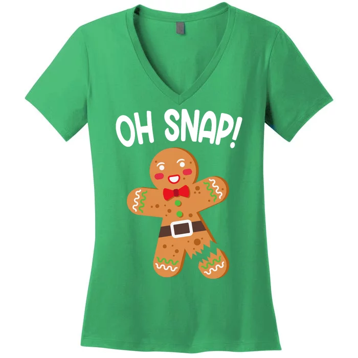 Oh Snap Gingerbread Funny Christmas Women's V-Neck T-Shirt