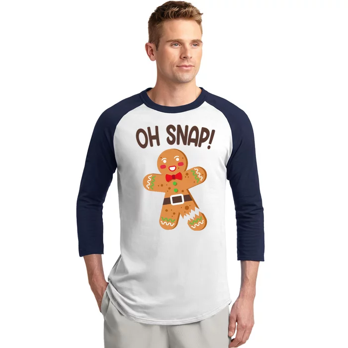 Oh Snap Gingerbread Funny Christmas Baseball Sleeve Shirt